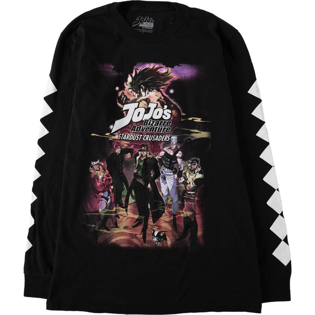 JoJo's Bizarre Adventure Anime Character Print Long-Sleeve T-Shirt (Men's Size M) cotton black type Vintage Second Hand