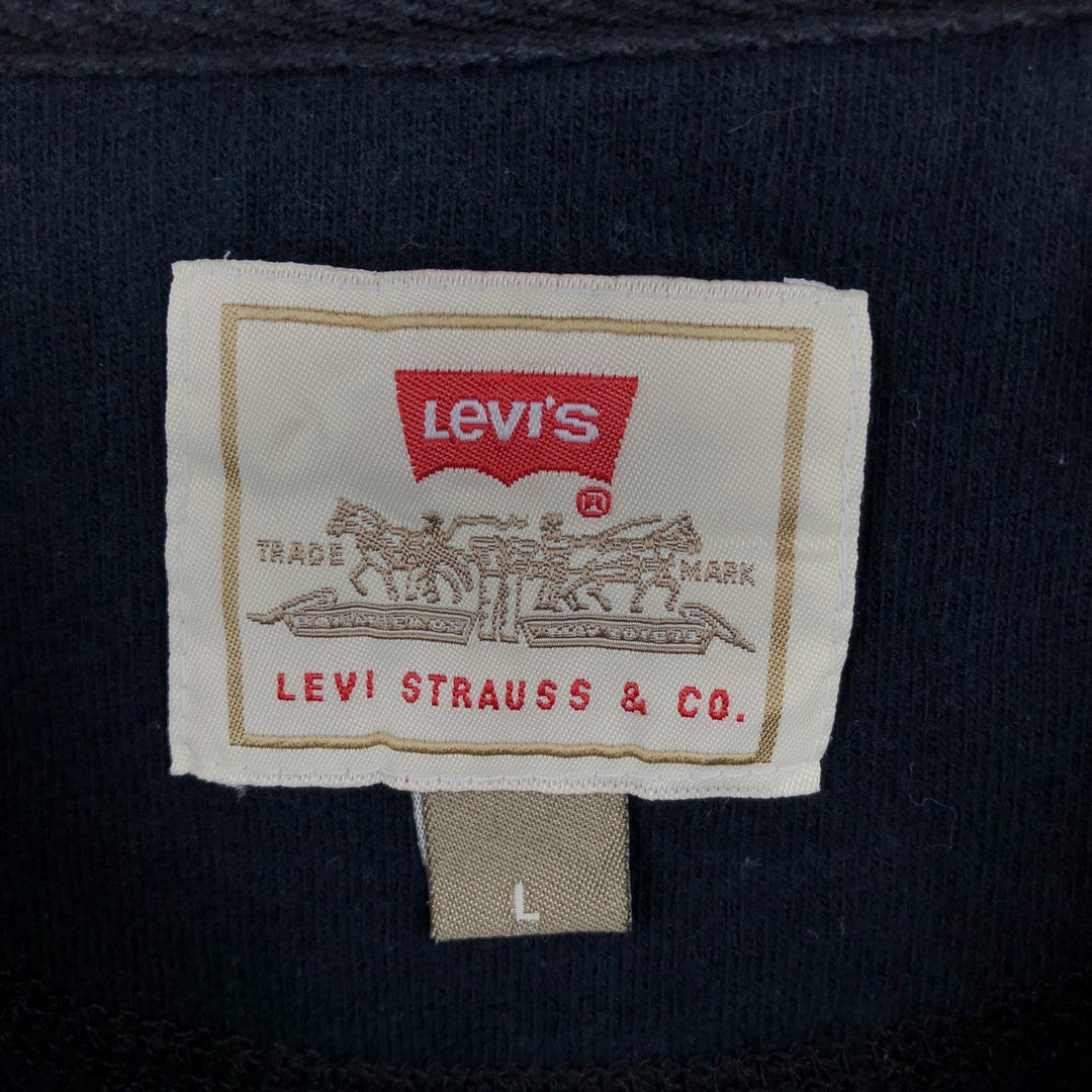 90'S Levi's Henley Neck Long-Sleeve T-Shirt, Made in USA, Men's Size L (Equivalent), Vintage cotton navy blue type Vintage Second Hand