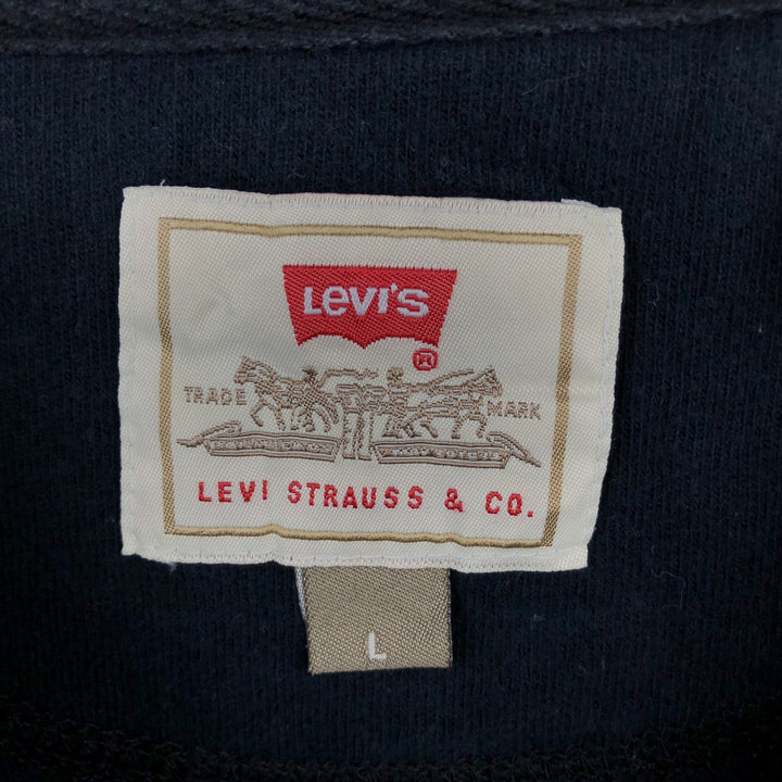 90'S Levi's Henley Neck Long-Sleeve T-Shirt, Made in USA, Men's Size L (Equivalent), Vintage cotton navy blue type Vintage Second Hand