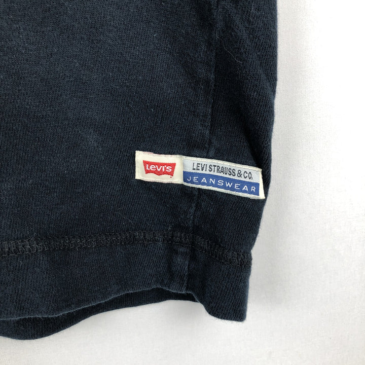 90'S Levi's Henley Neck Long-Sleeve T-Shirt, Made in USA, Men's Size L (Equivalent), Vintage cotton navy blue type Vintage Second Hand