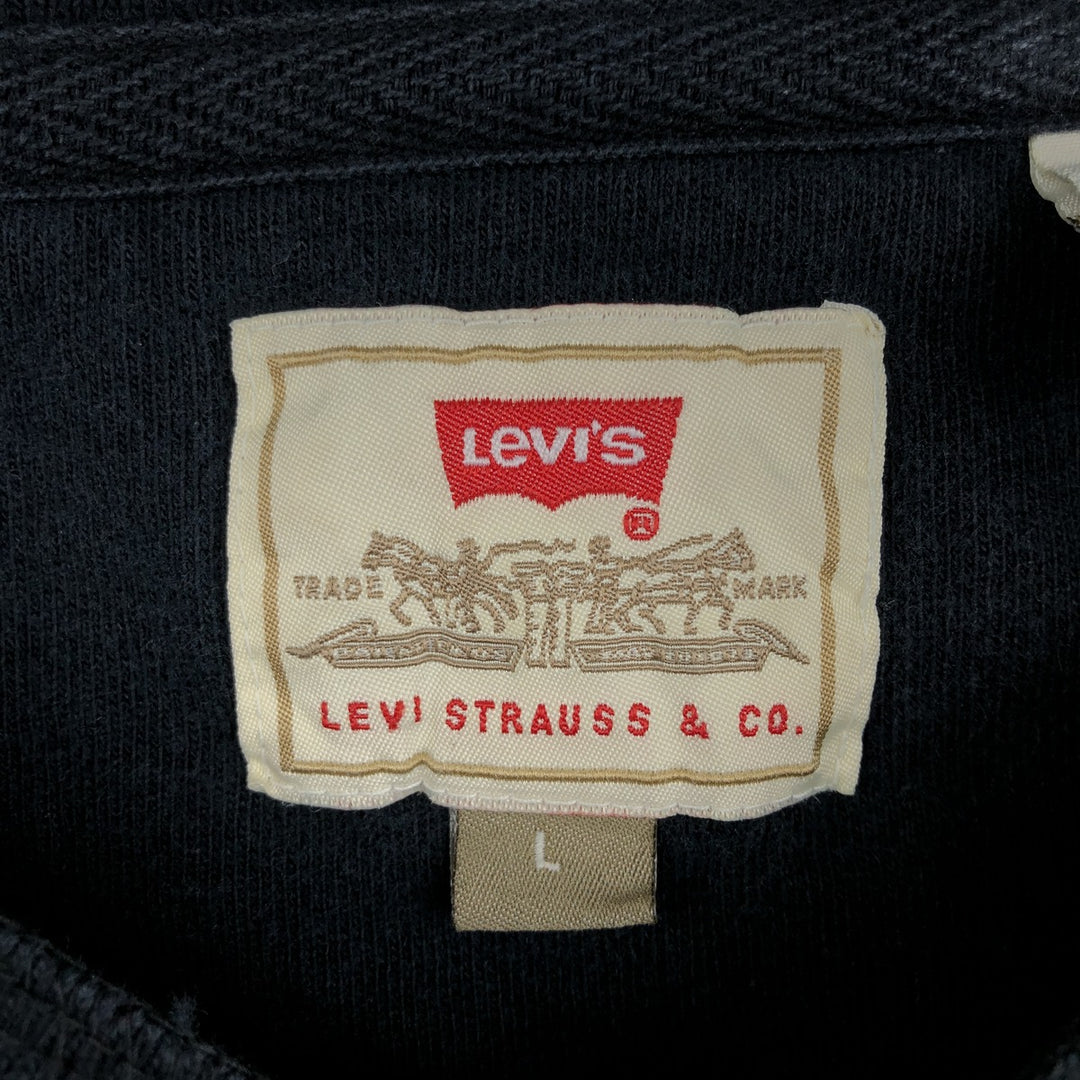 90'S Levi's Henley Neck Long-Sleeve T-Shirt, Made in USA, Men's Size L (Equivalent), Vintage cotton black type Vintage Second Hand