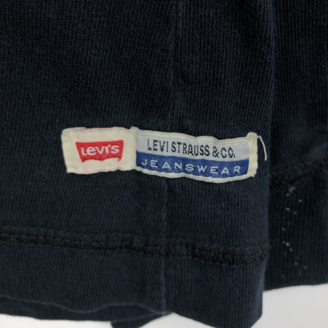 90'S Levi's Henley Neck Long-Sleeve T-Shirt, Made in USA, Men's Size L (Equivalent), Vintage cotton black type Vintage Second Hand