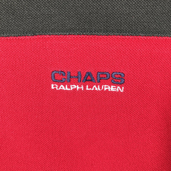 Ralph Lauren CHAPS striped pattern pique long-sleeved T-shirt (Men's size L equivalent) cotton navy blue type Vintage Second Hand