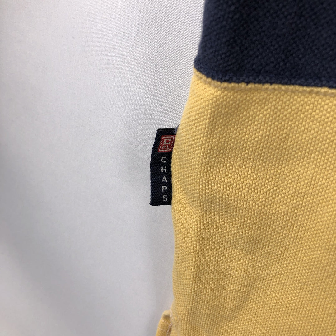Ralph Lauren CHAPS striped pattern pique long-sleeved T-shirt (Men's size L equivalent) cotton navy blue type Vintage Second Hand