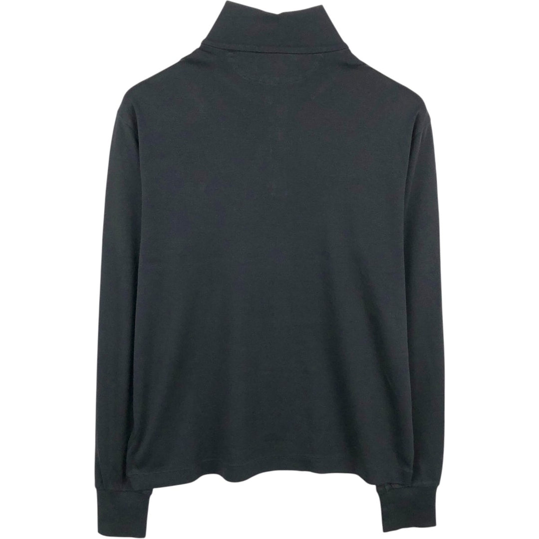 Ralph Lauren POLO RALPH LAUREN High-Neck Half-Zip Long-Sleeve T-Shirt (Men's Size M) cotton black type Vintage Second Hand