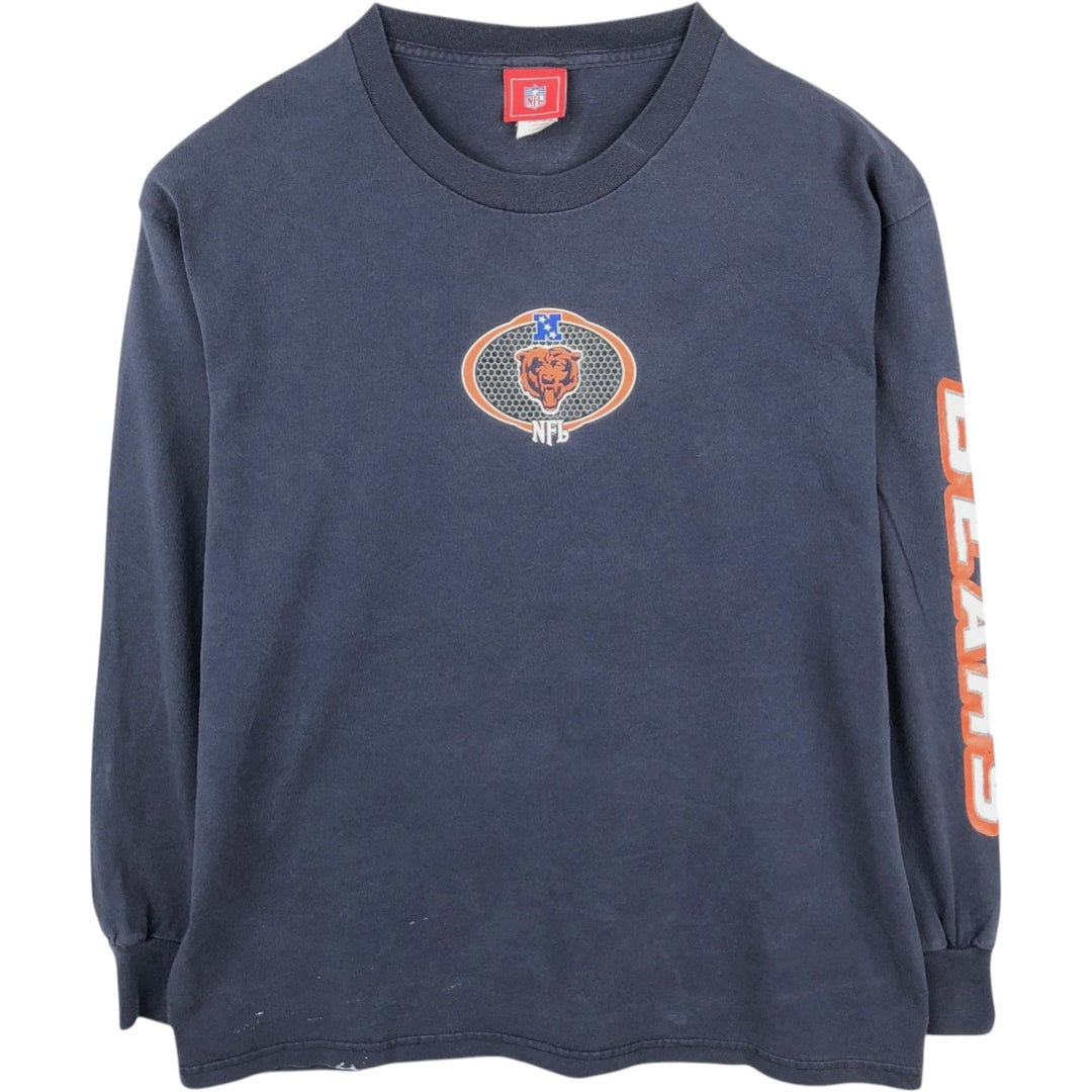 2000'S NFL Chicago Bears Long-Sleeve T-Shirt (Men's Size L) cotton navy blue type Vintage Second Hand