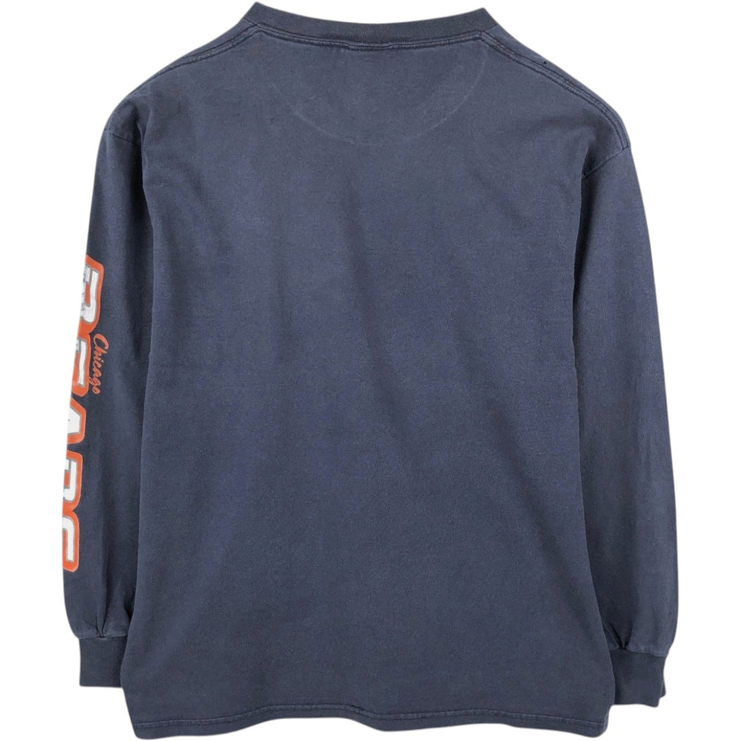 2000'S NFL Chicago Bears Long-Sleeve T-Shirt (Men's Size L) cotton navy blue type Vintage Second Hand