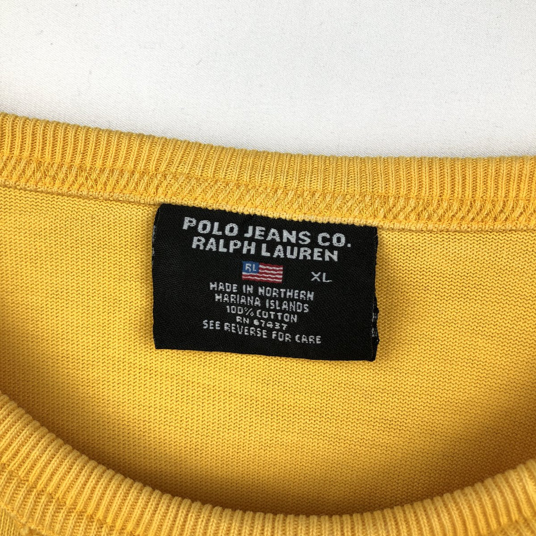 00'S Ralph Lauren POLO JEANS COMPANY Long T-shirt Men's XL size cotton yellow type Vintage Second Hand