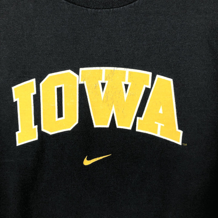 2000'S Nike Team College Center Logo IOWA University of Iowa Long-Sleeve T-Shirt (Men's Size M) cotton black type Vintage Second Hand