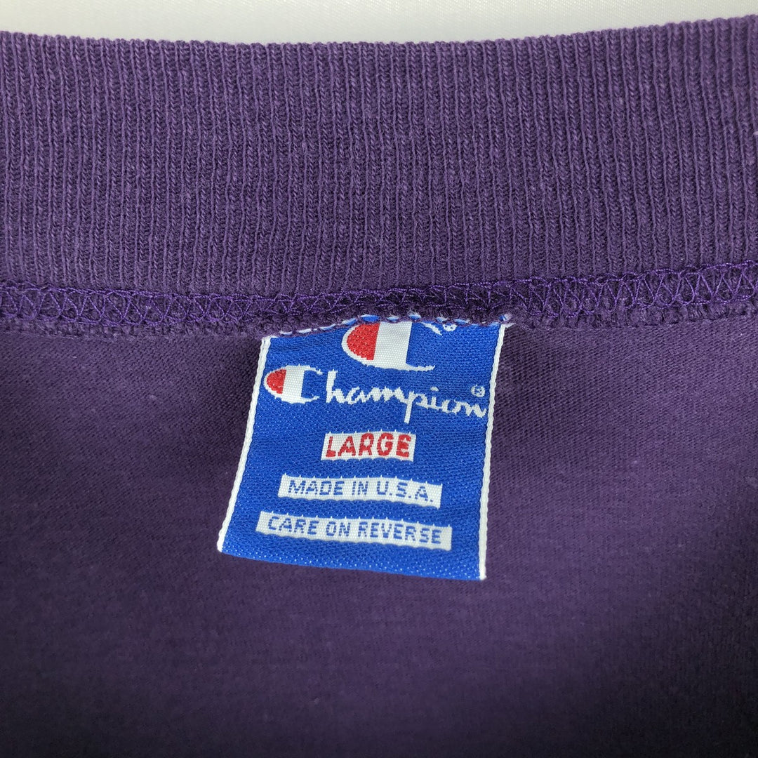 90'S Vintage Champion Long Sleeve T-Shirt, Made in USA, Men's Size L cotton purple type Vintage Second Hand
