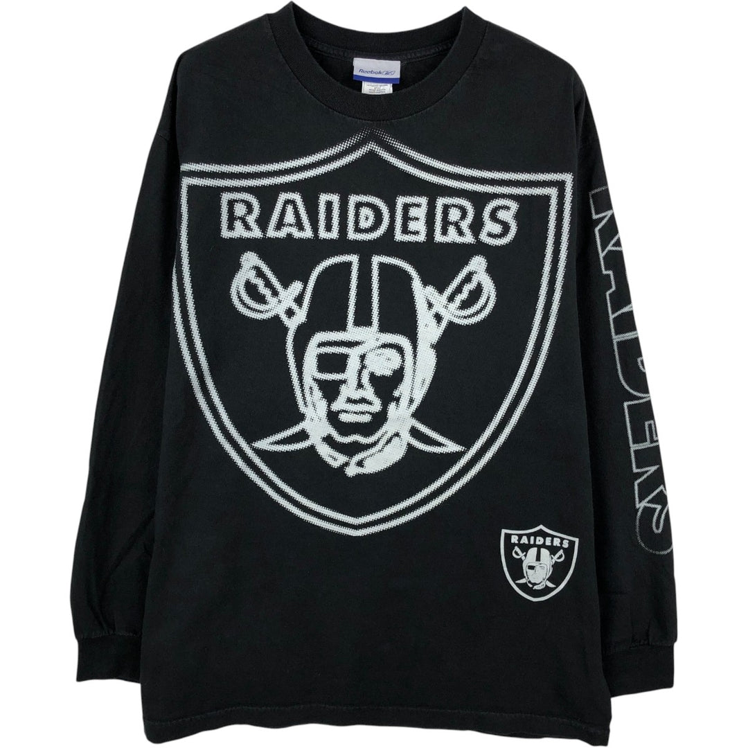 Reebok NFL LAS VEGAS RAIDERS Long Sleeve T-Shirt, Men's Size L cotton black type Vintage Second Hand