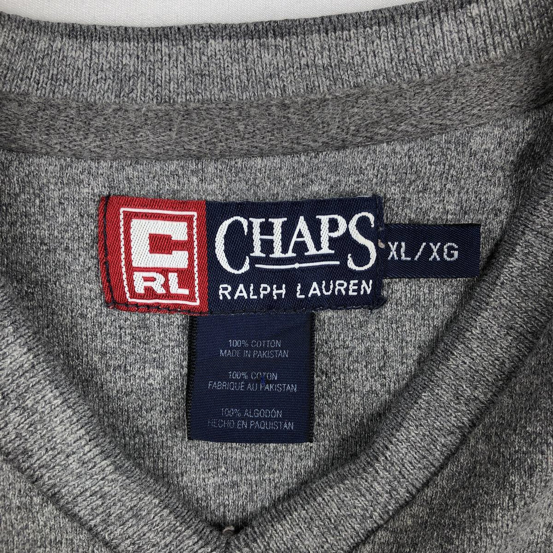 Ralph Lauren CHAPS V-neck long T-shirt, men's XL size cotton gray type Vintage Second Hand