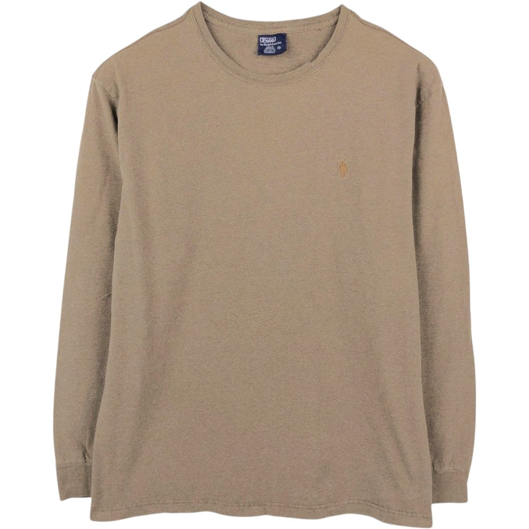 Ralph Lauren POLO by Ralph Lauren long-sleeved T-shirt, men's size M cotton Khaki type brown Vintage Second Hand