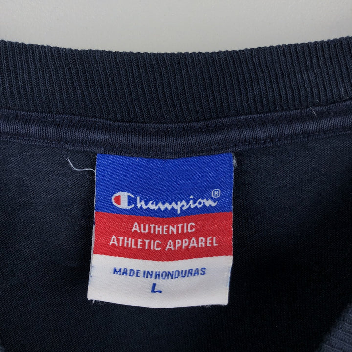 Champion Authentic Athletic Apparel College Long-Sleeve T-Shirt (Men's Size L) - 2000s unclear navy blue type Vintage Second Hand