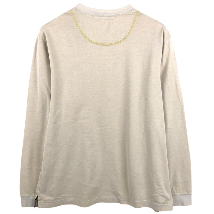 90s-00'S Timberland Henley Neck Long-Sleeve T-Shirt, Men's Size L (Equivalent), Vintage cotton Beige type Vintage Second Hand