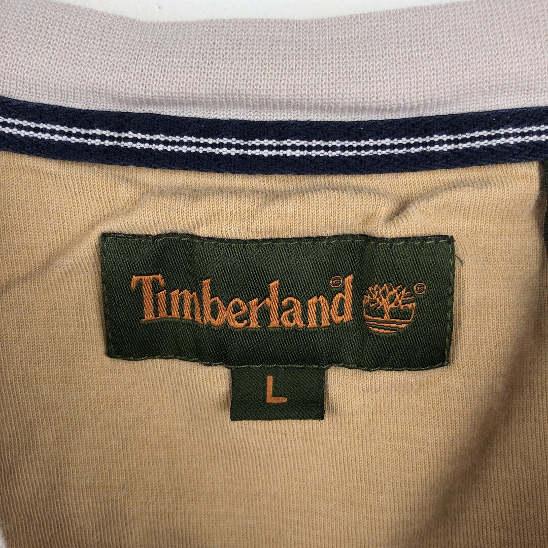 90s-00'S Timberland Henley Neck Long-Sleeve T-Shirt, Men's Size L (Equivalent), Vintage cotton Beige type Vintage Second Hand