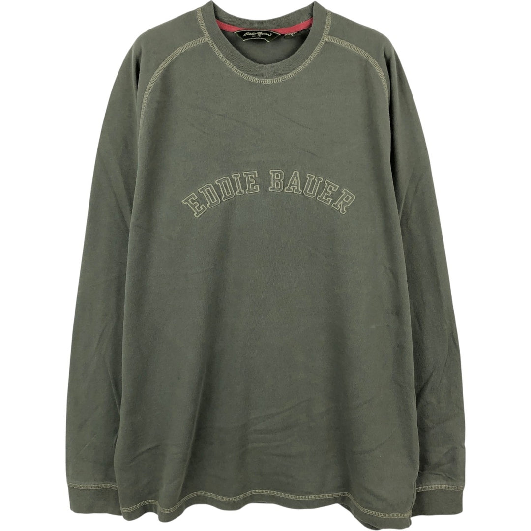 Eddie Bauer long-sleeved T-shirt, men's size L cotton Khaki type Vintage Second Hand