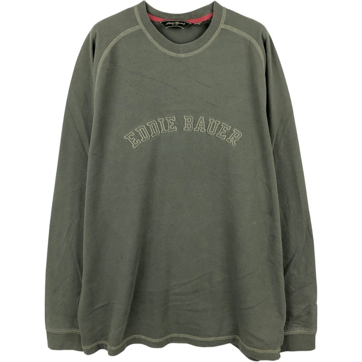 Eddie Bauer long-sleeved T-shirt, men's size L cotton Khaki type Vintage Second Hand