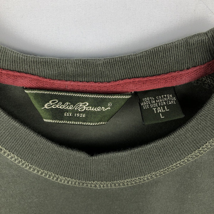 Eddie Bauer long-sleeved T-shirt, men's size L cotton Khaki type Vintage Second Hand