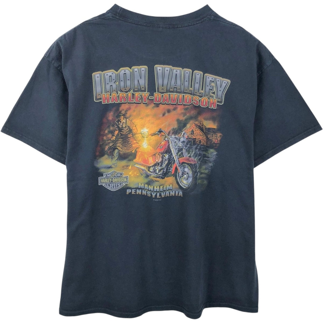 Harley-Davidson Eagle Pattern Motorcycle Bike T-shirt Men's XL cotton black type Vintage Second Hand