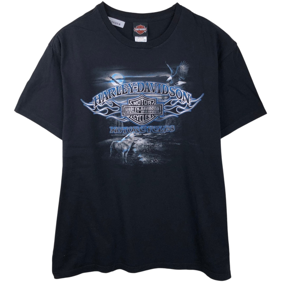Harley-Davidson Skull Pattern Skull Wing Motorcycle Bike T-Shirt, Made in USA, Men's XL (approx.) cotton black type Vintage Second Hand