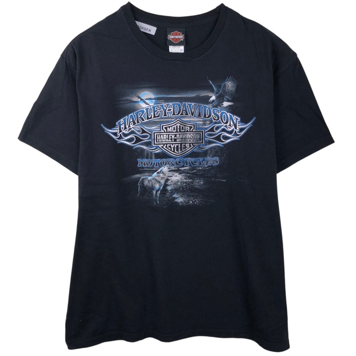Harley-Davidson Skull Pattern Skull Wing Motorcycle Bike T-Shirt, Made in USA, Men's XL (approx.) cotton black type Vintage Second Hand