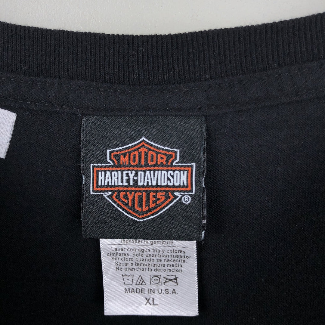 Harley-Davidson Skull Pattern Skull Wing Motorcycle Bike T-Shirt, Made in USA, Men's XL (approx.) cotton black type Vintage Second Hand