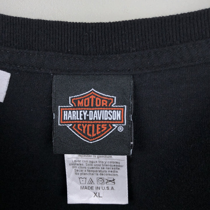 Harley-Davidson Skull Pattern Skull Wing Motorcycle Bike T-Shirt, Made in USA, Men's XL (approx.) cotton black type Vintage Second Hand