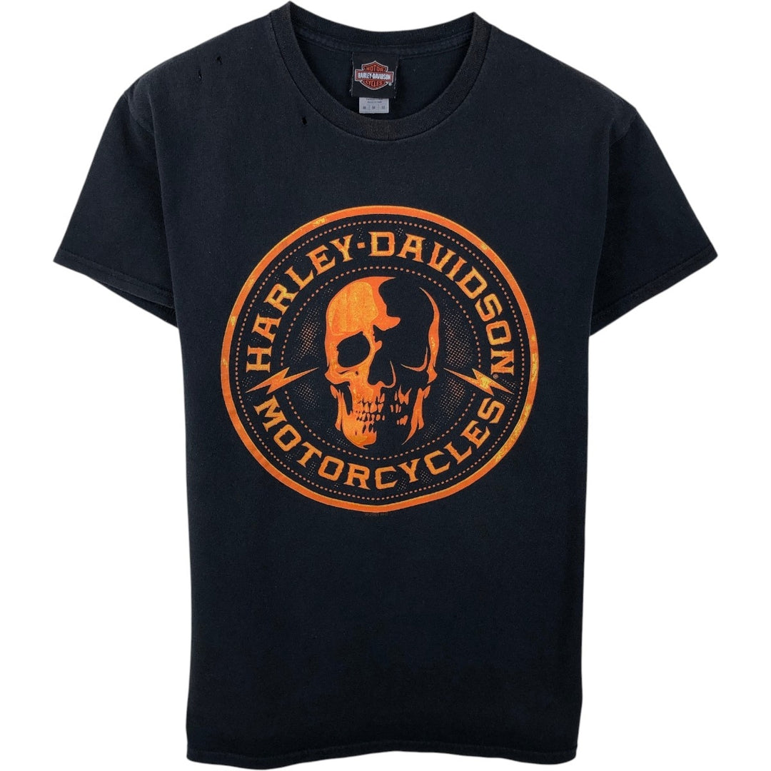 Harley-Davidson Skull Pattern Motorcycle Bike T-shirt Men's M size cotton black type Vintage Second Hand