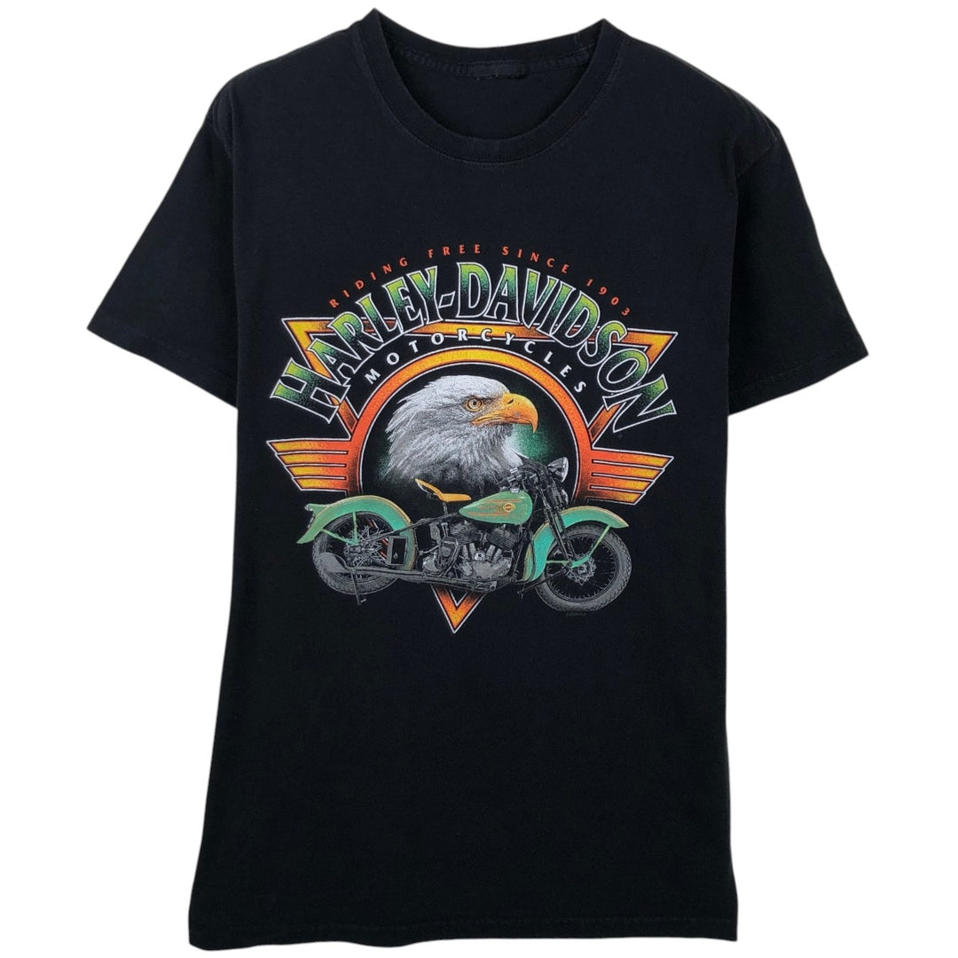Harley-Davidson Eagle Pattern Motorcycle Bike T-shirt Men's S size unclear black type Vintage Second Hand