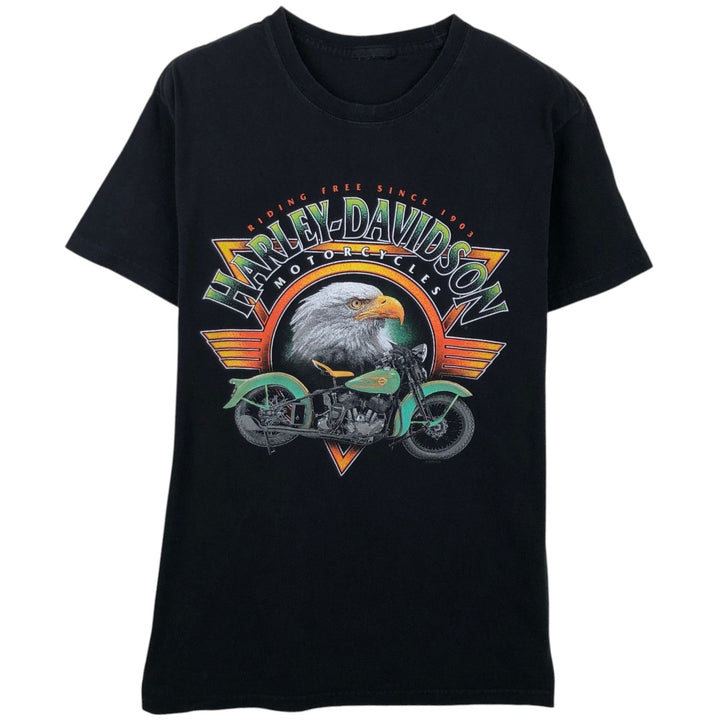 Harley-Davidson Eagle Pattern Motorcycle Bike T-shirt Men's S size unclear black type Vintage Second Hand