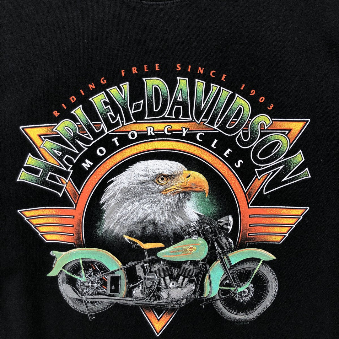 Harley-Davidson Eagle Pattern Motorcycle Bike T-shirt Men's S size unclear black type Vintage Second Hand
