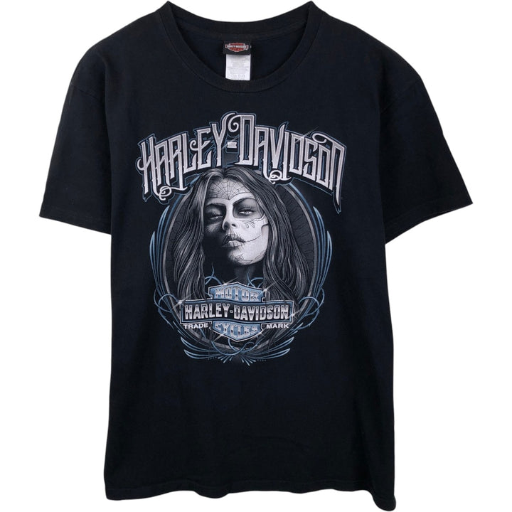 Harley-Davidson Pin-up Girl Motorcycle Bike T-shirt Made in USA Men's L size cotton black type Vintage Second Hand