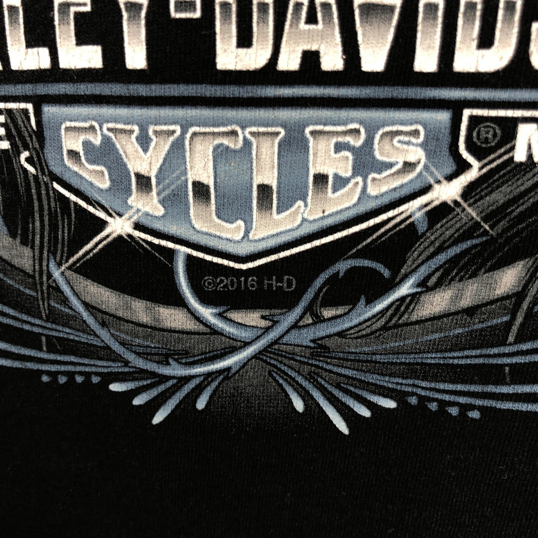 Harley-Davidson Pin-up Girl Motorcycle Bike T-shirt Made in USA Men's L size cotton black type Vintage Second Hand