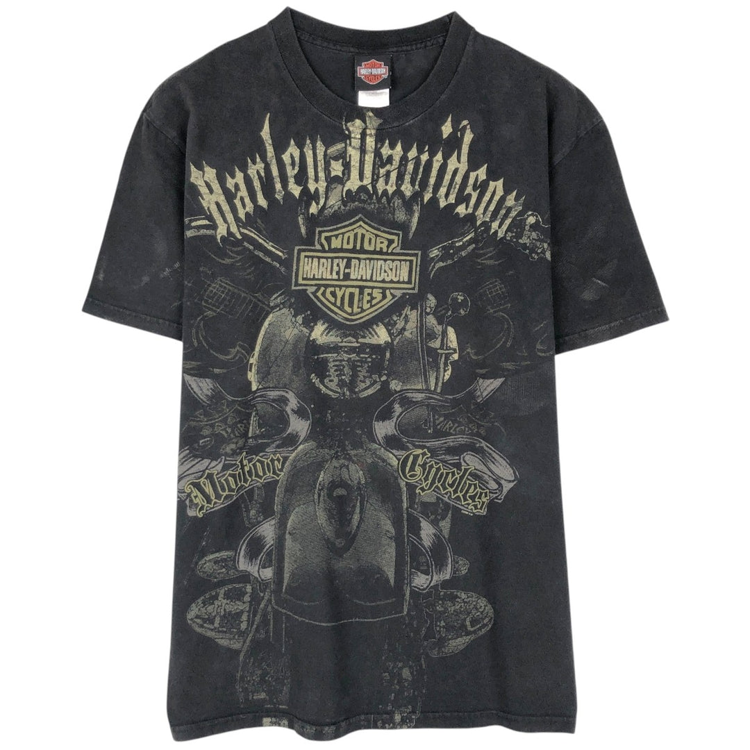 2000'S Harley-Davidson Large Print Motorcycle T-Shirt, Men's Size XL (approx.) cotton black type Vintage Second Hand