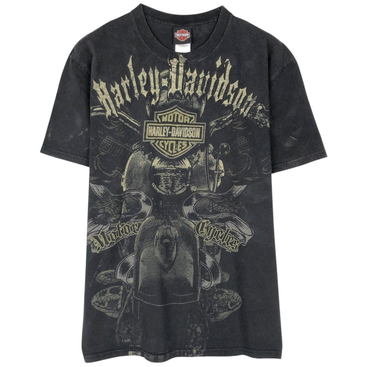 2000'S Harley-Davidson Large Print Motorcycle T-Shirt, Men's Size XL (approx.) cotton black type Vintage Second Hand