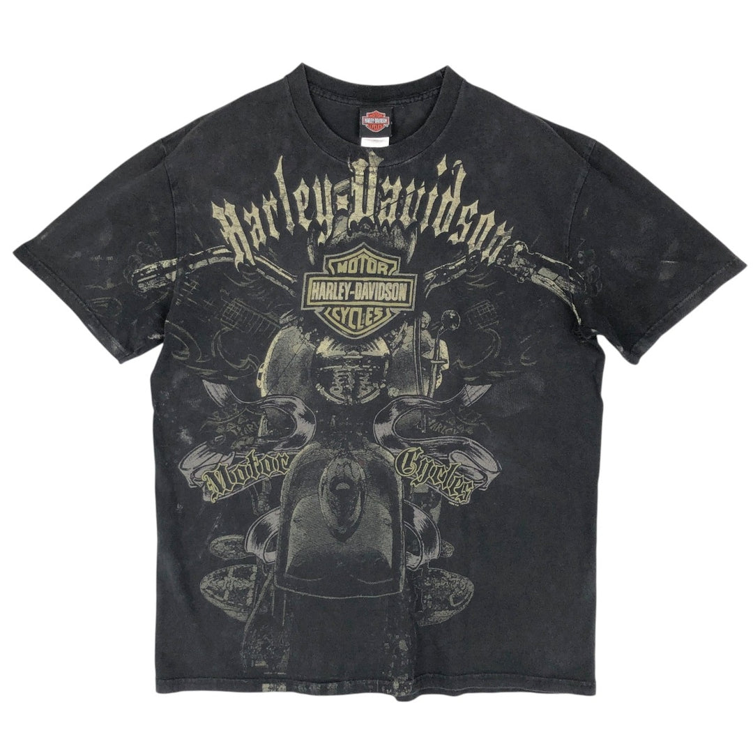 2000'S Harley-Davidson Large Print Motorcycle T-Shirt, Men's Size XL (approx.) cotton black type Vintage Second Hand