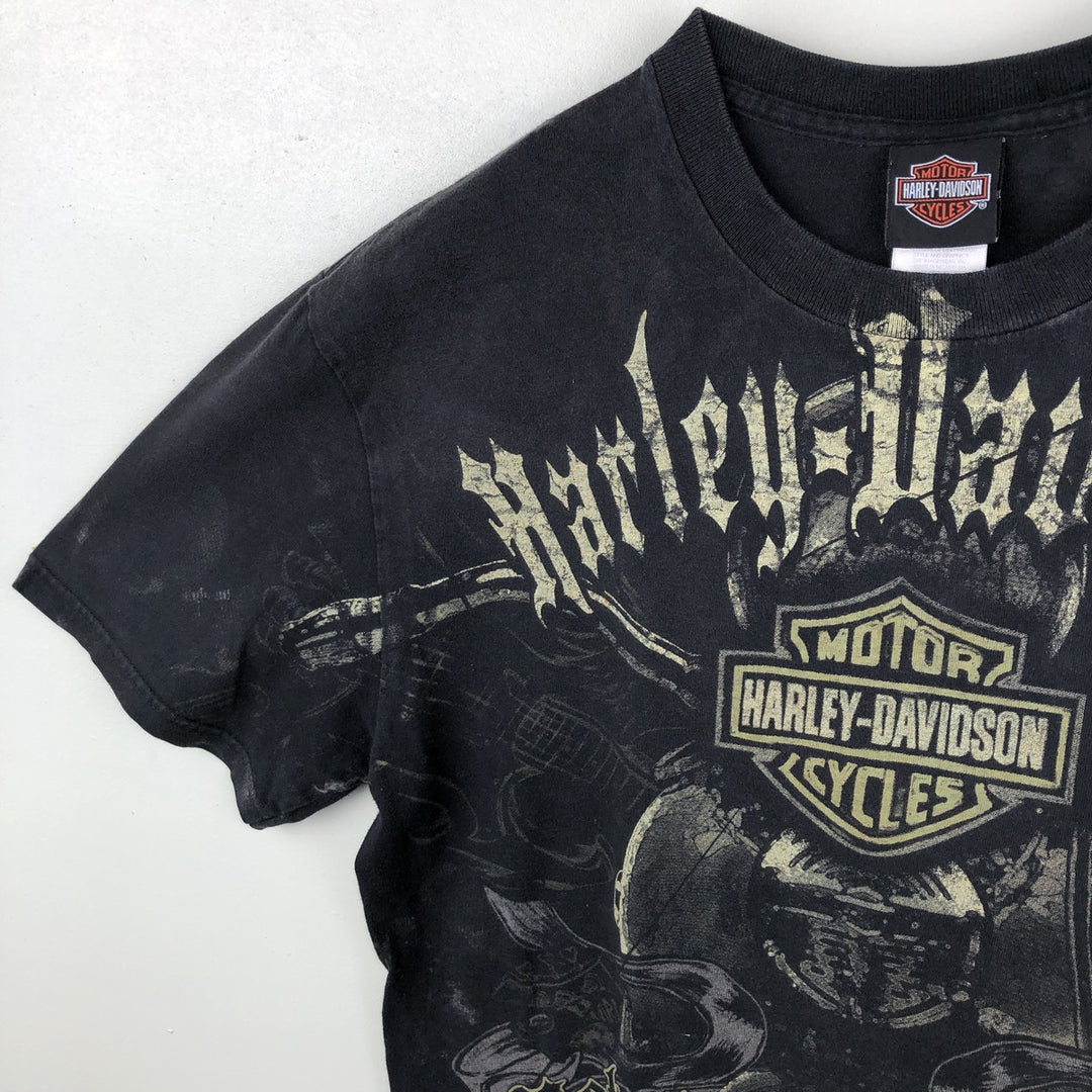 2000'S Harley-Davidson Large Print Motorcycle T-Shirt, Men's Size XL (approx.) cotton black type Vintage Second Hand