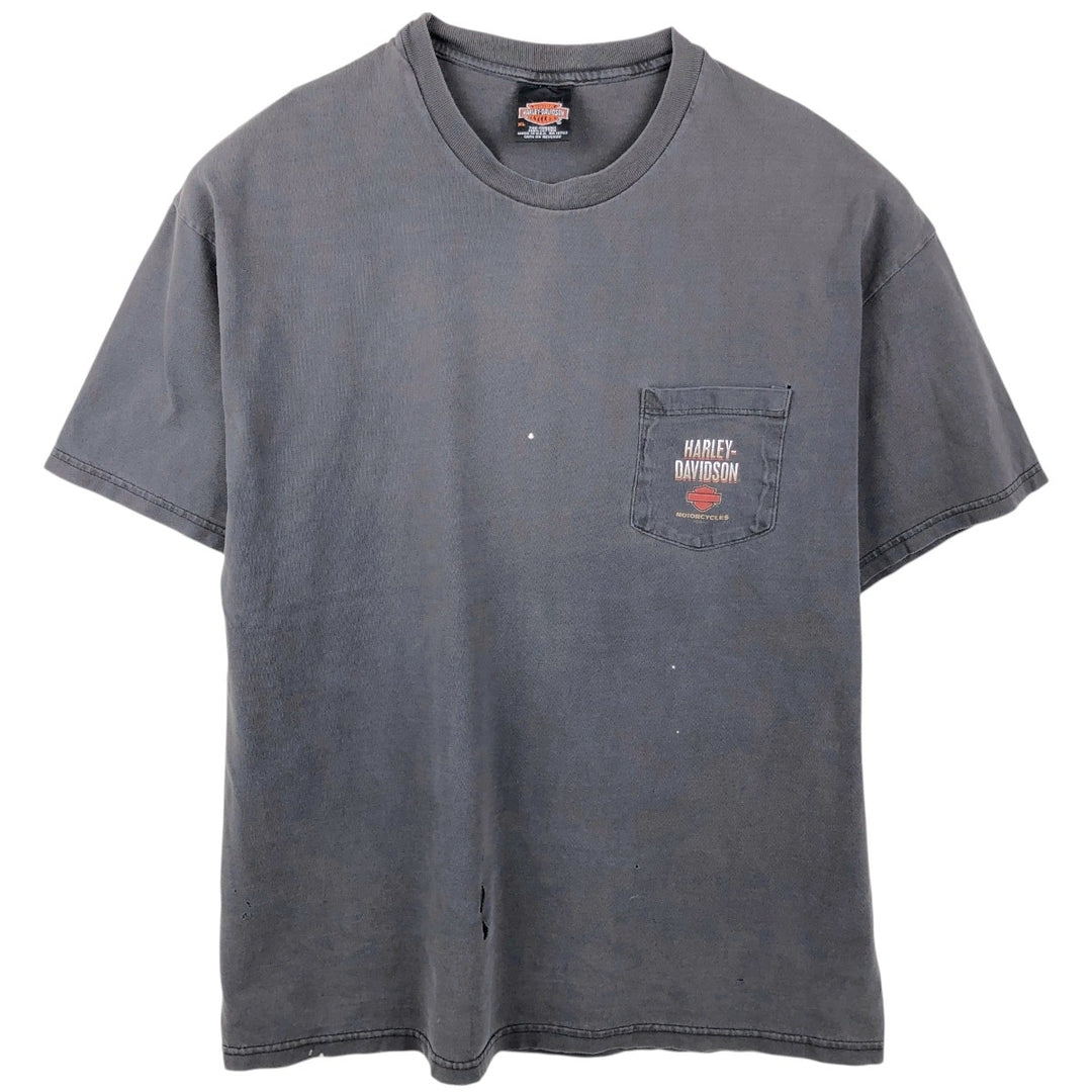 00'S Harley-Davidson Motorcycle Bike T-shirt Made in USA Men's L size cotton black type Vintage Second Hand