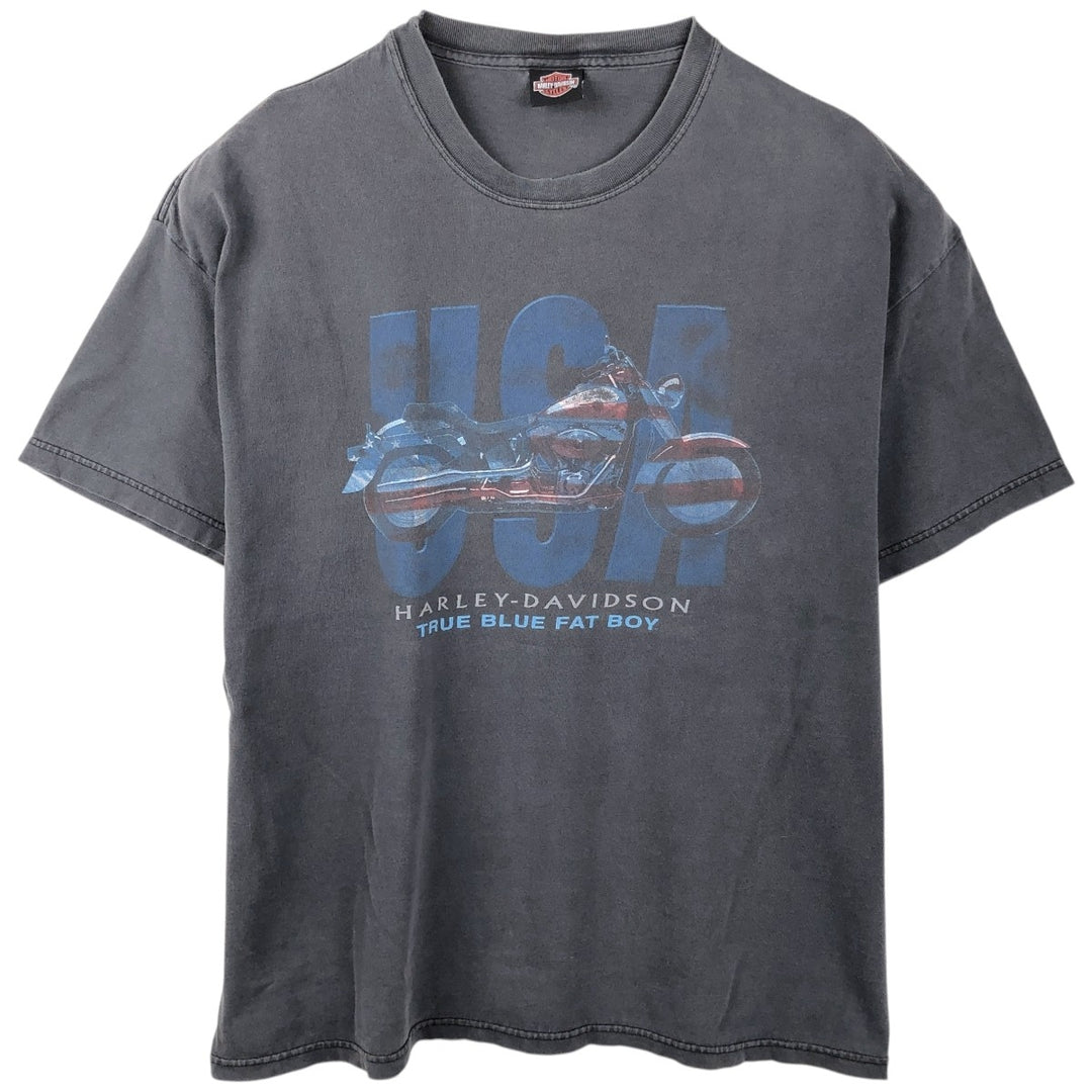 00'S Harley-Davidson Motorcycle Bike T-shirt Men's XL size unclear black type Vintage Second Hand
