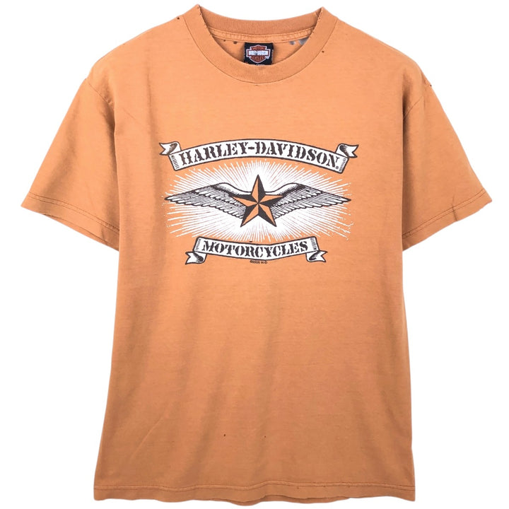 00'S Harley-Davidson Motorcycle Bike T-shirt Men's M size cotton orange type Vintage Second Hand
