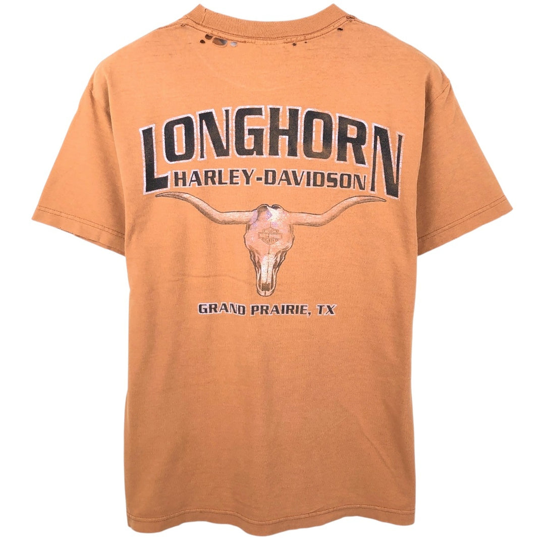 00'S Harley-Davidson Motorcycle Bike T-shirt Men's M size cotton orange type Vintage Second Hand
