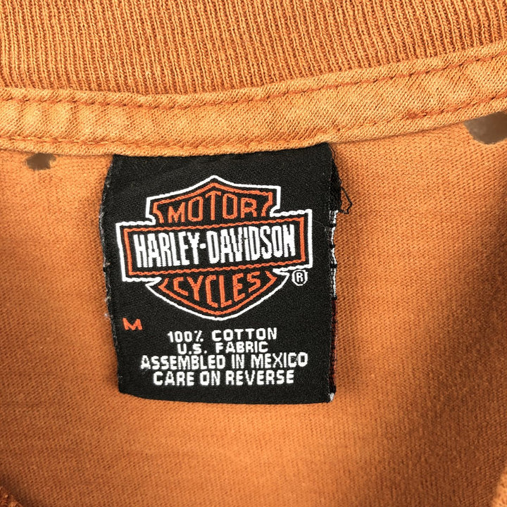 00'S Harley-Davidson Motorcycle Bike T-shirt Men's M size cotton orange type Vintage Second Hand