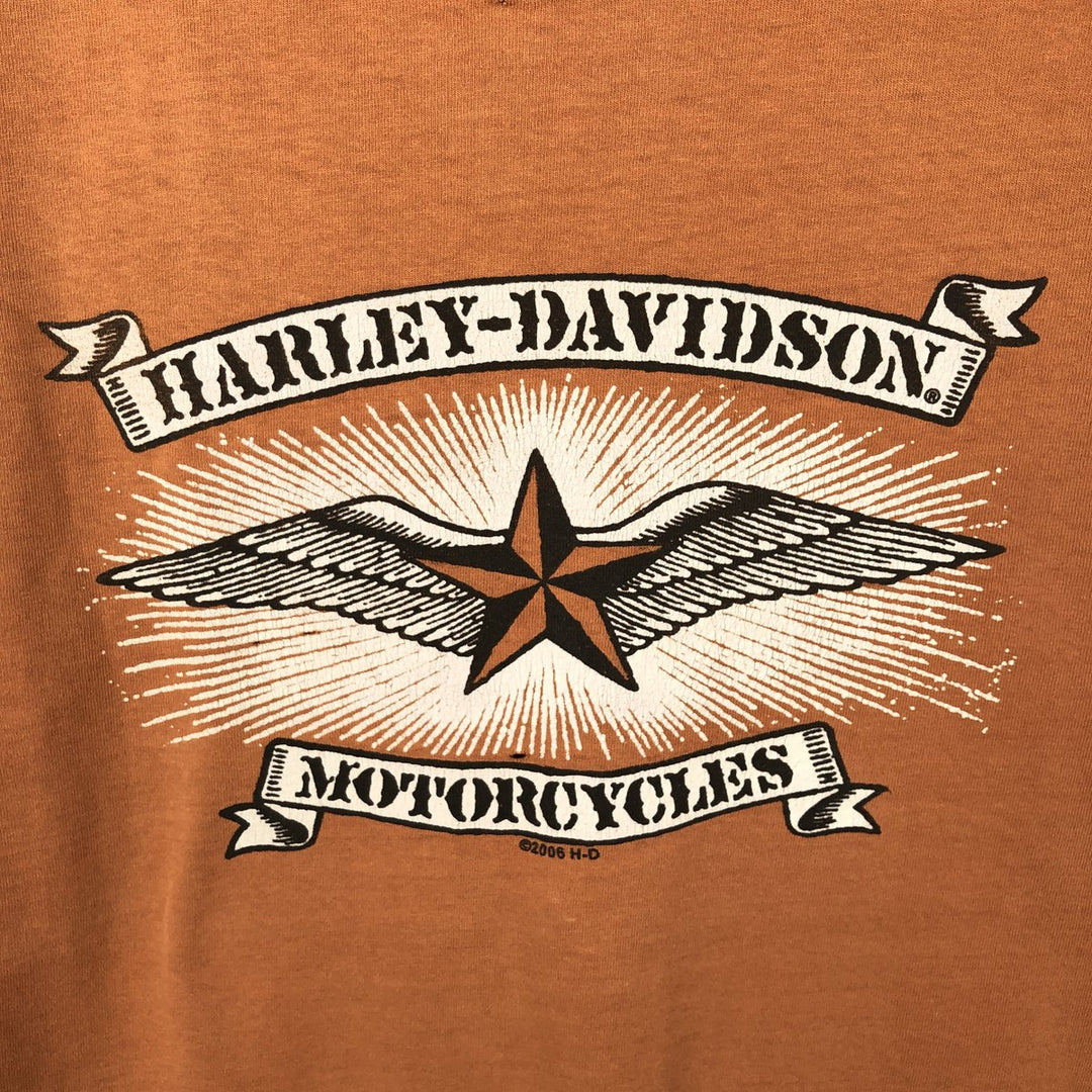 00'S Harley-Davidson Motorcycle Bike T-shirt Men's M size cotton orange type Vintage Second Hand