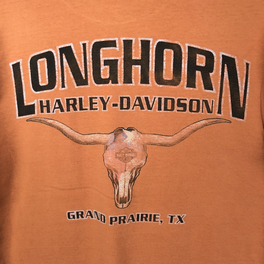 00'S Harley-Davidson Motorcycle Bike T-shirt Men's M size cotton orange type Vintage Second Hand