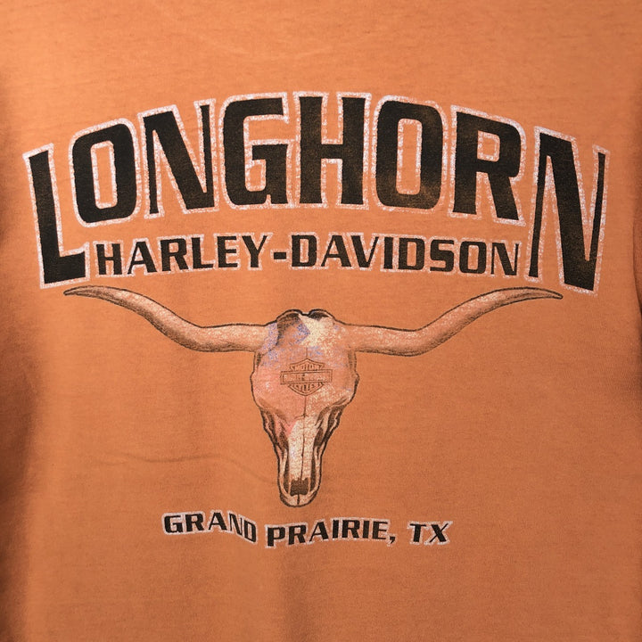 00'S Harley-Davidson Motorcycle Bike T-shirt Men's M size cotton orange type Vintage Second Hand
