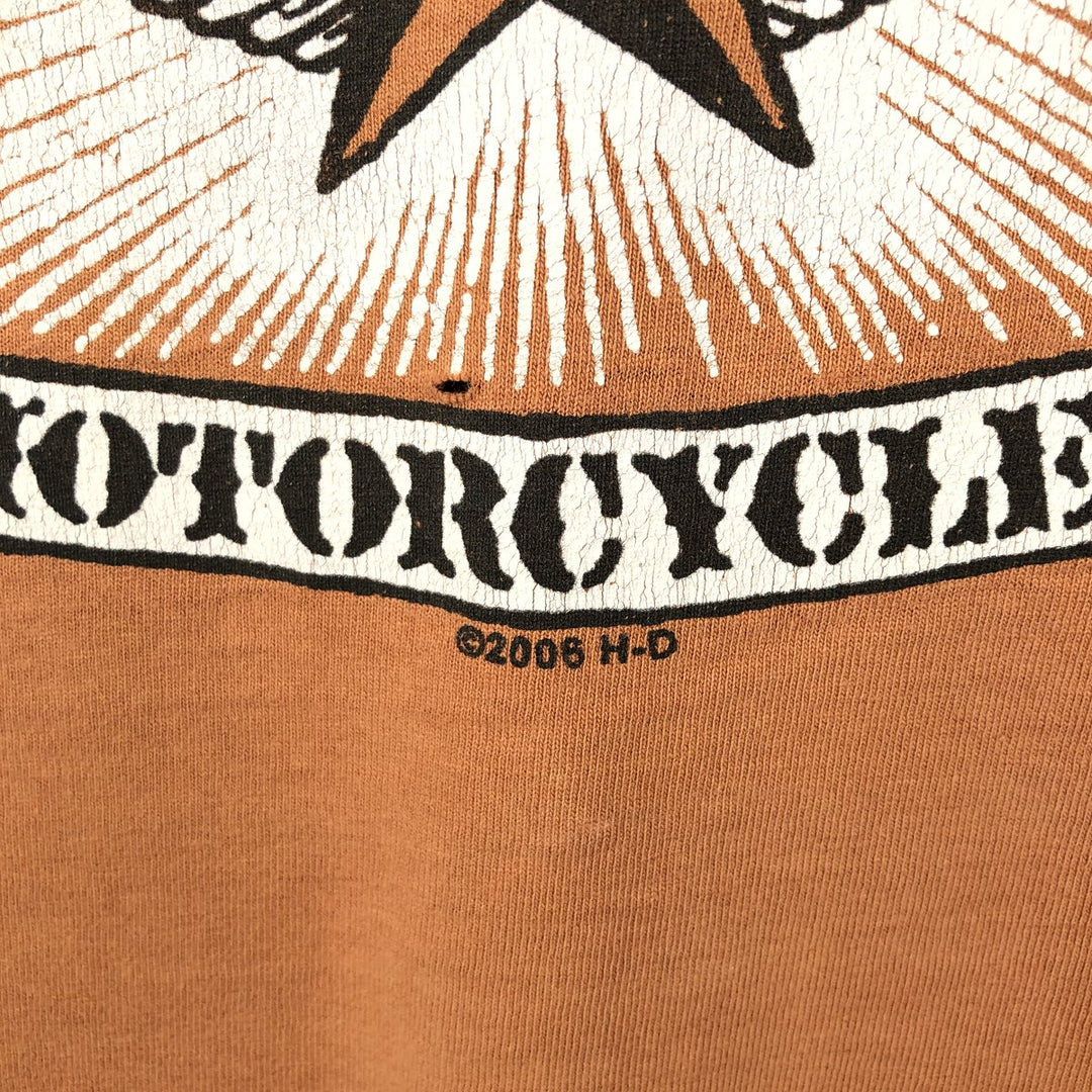 00'S Harley-Davidson Motorcycle Bike T-shirt Men's M size cotton orange type Vintage Second Hand