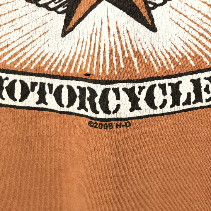 00'S Harley-Davidson Motorcycle Bike T-shirt Men's M size cotton orange type Vintage Second Hand