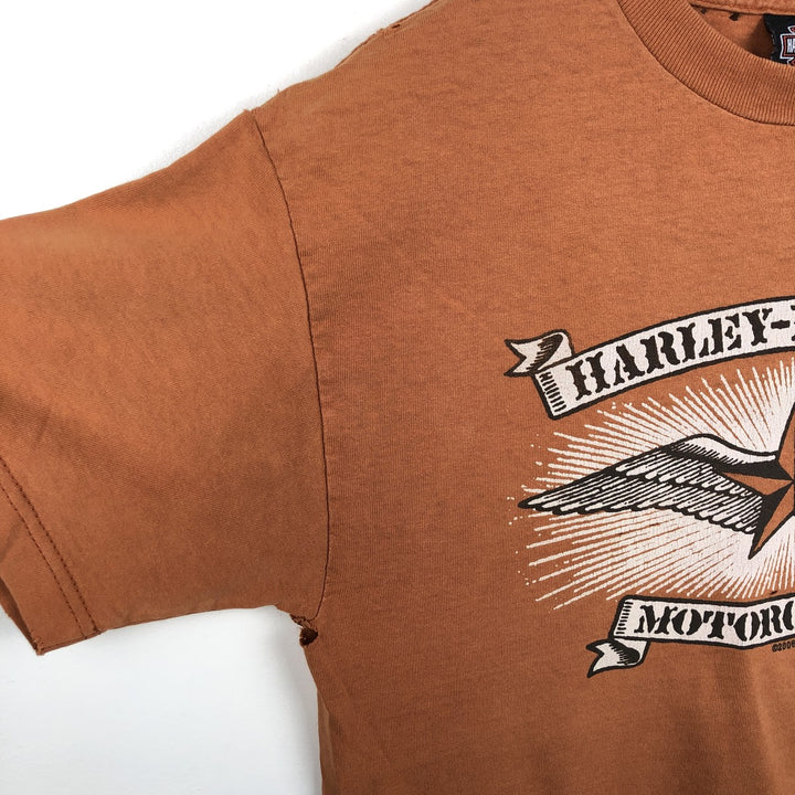 00'S Harley-Davidson Motorcycle Bike T-shirt Men's M size cotton orange type Vintage Second Hand
