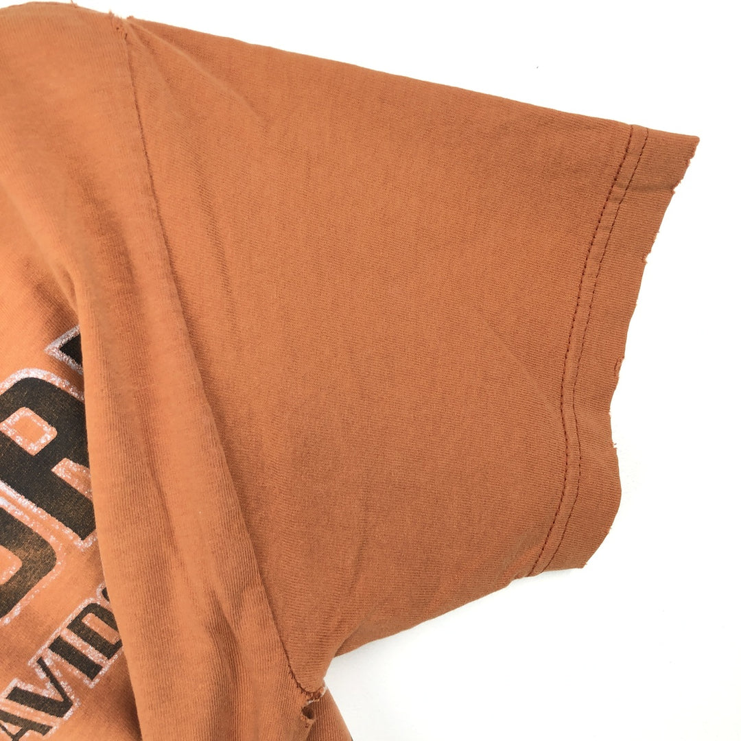 00'S Harley-Davidson Motorcycle Bike T-shirt Men's M size cotton orange type Vintage Second Hand